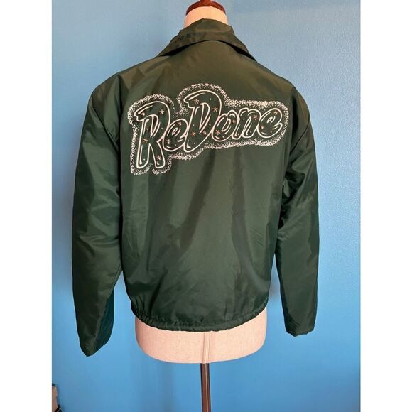 NWOT SAMPLE RE/DONE Cropped Open Front Jacket Pockets Logo with Studs S M - Picture 2 of 8